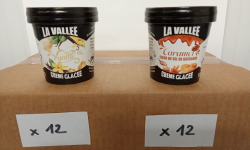 Les Glaces de la Vallée - PACK Mini crèmes glacées "la Vallée" 24 pots de120 ml (12 vanille + 12 caramel)
