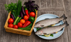 Nature et Saveurs - Ferme Aquaponique et Permacole Astérienne - Le Panier Terroir Aquatique – Légumes & Duo de Truite blanche