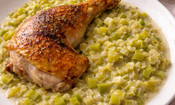 Le Paradis d'Escargot - Fondant de poireaux et sa cuisse de poulet accompagné de riz cuisiné