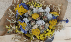 Ferme de la ville basse - Bouquet de fleurs séchées bleu/jaune S