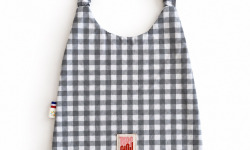 Timouny - Bavoir serviette élastique Vichy Gris « Trop chou »