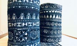 Nuage Sauvage - Boîte À Thé tissu indigo batik fait main (Noir Mat) - Ass007