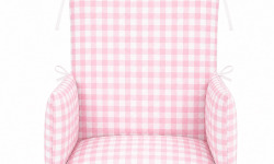 Timouny - Coussin de chaise haute Vichy – Rose - Universel & confortable – Made in France