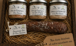 Terres de Bon Sens - Offre apéro rillettes, deux patés :campagne, mirabelle et un saucisson