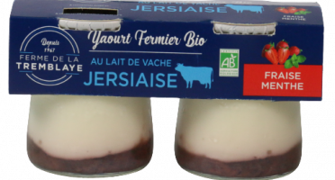 Ferme de La Tremblaye - Yaourt de vache Jersiaise Fermier Bio Fraise & Menthe x2