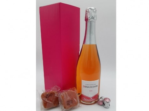 Champagne Deneufchatel - coffret tout en rose : Champagne Rosé et Biscuits de Reims