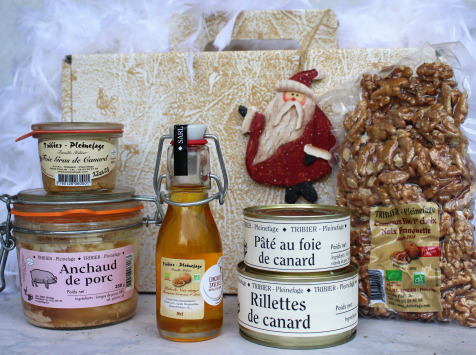 Ferme de Pleinefage - 1 Coffret Noël 100 % Périgord : Foie Gras, Noix, Anchaud, Canard, Huile