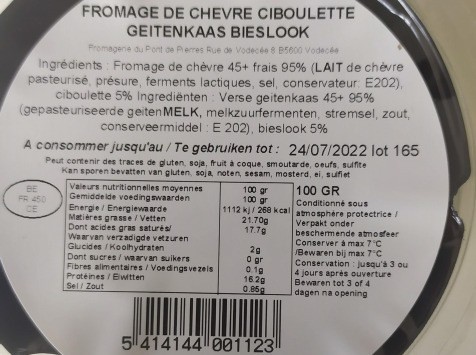 Beurre Plaquette - Selection Chèvre frais du Pont de Pierre à la Ciboulette (Salé)