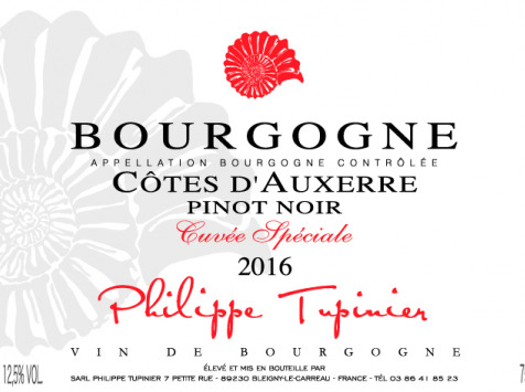 Domaine Tupinier Philippe - Bourgogne Côte D'Auxerre Rouge 2016  - 3 Bouteilles De 75 Cl