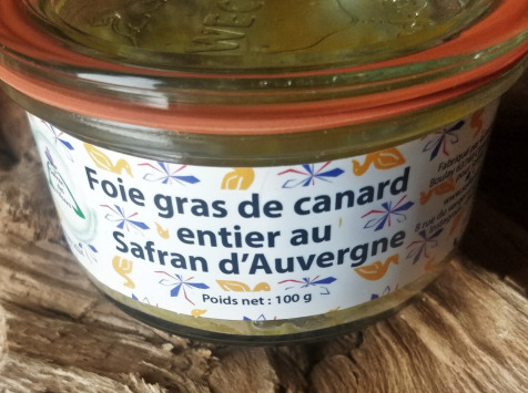 Safran des Volcans - Foie gras de canard entier au safran 100g