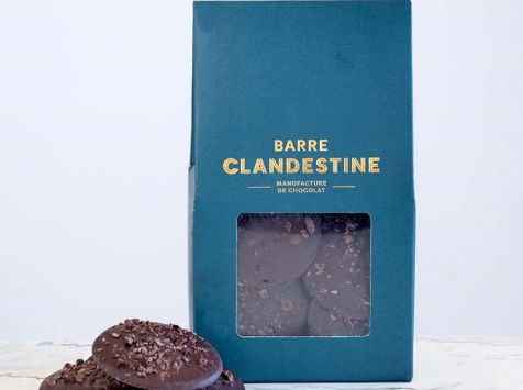 Barre Clandestine - Palets de chocolat bean to bar - Chocolat, éclats de fèves de cacao - 130g