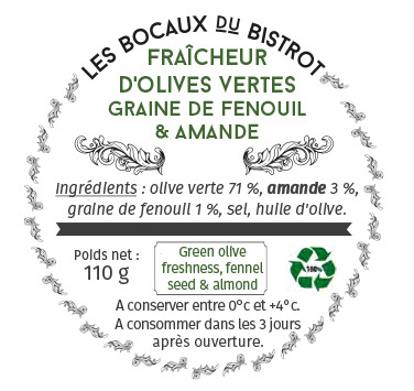 Les Bocaux du Bistrot - Fraicheur d'olive verte, graine de fenouil et amande