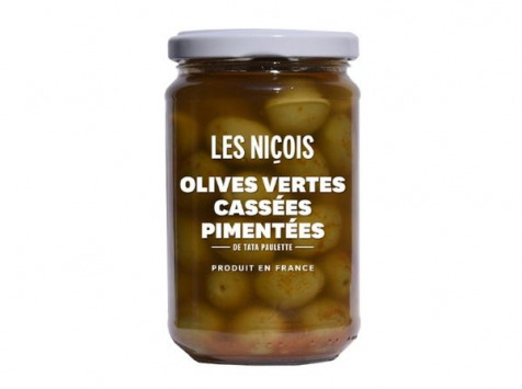 Les Niçois - Olives Vertes Cassées Pimentées De Tata Paulette 170g