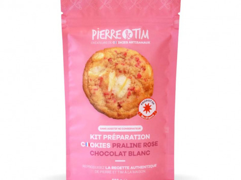 Pierre & Tim Cookies - Kit Préparation 12 Cookies Praline Rose Chocolat Blanc
