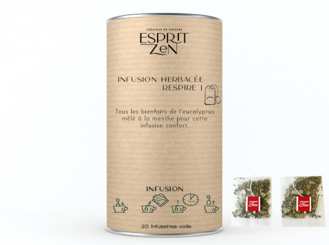 Esprit Zen - Infusion herbacée "Respire !" - Boite de 20 Infusettes
