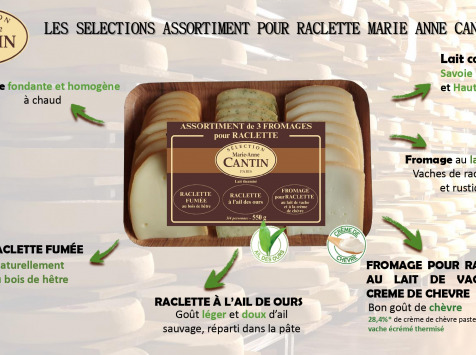 La Fromagerie Marie-Anne Cantin - Raclette 3 saveurs : Fumée, Ail des Ours, Chèvre