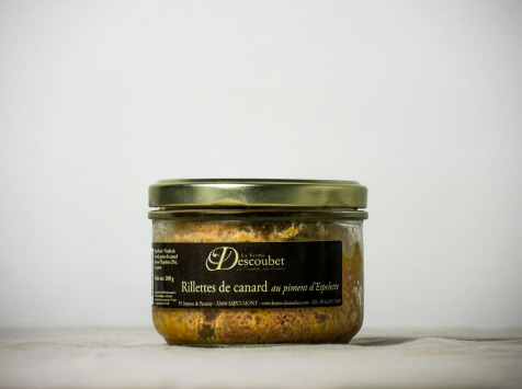 La ferme Descoubet - 10 pots de Rillettes de Canard au Piment d'Espelette (200g X 10)