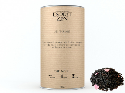 Esprit Zen - Thé Noir "Je t'Aime" - fruits rouges - vanille - caramel - Boite 100g