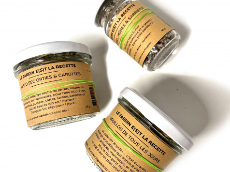 LE JARDIN E(S)T LA RECETTE - Pack découverte du jardin : Bouillon, Pesto sec & Fleur de sel aromatisée