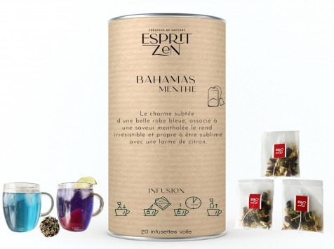 Esprit Zen - Infusion Fleurs de Pois Papillon Bahamas Menthe - Boite de 20 infusettes