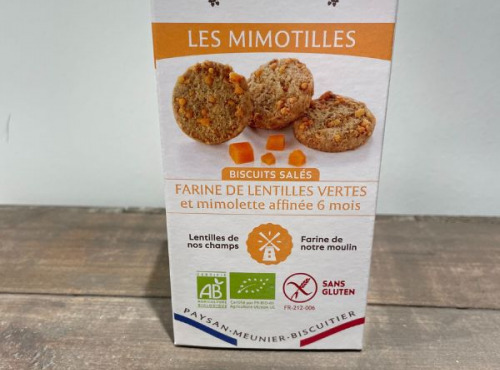 L'Atelier Contal - Paysan Meunier Biscuitier - Biscuits apéritifs Mimotilles - Mimolette et farine de lentilles vertes - 80g