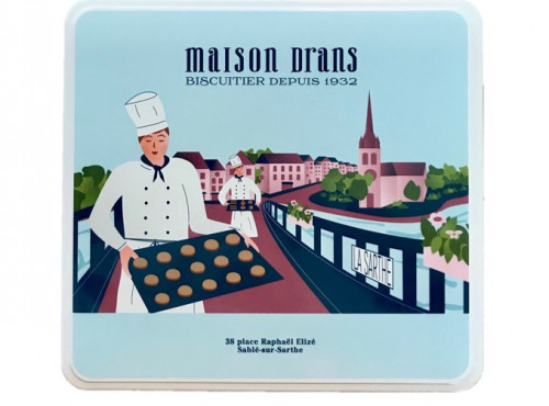 Biscuiterie Maison Drans - Boîte Fer Garnie De Sablés Au Beurre Aop 1000g - Marron