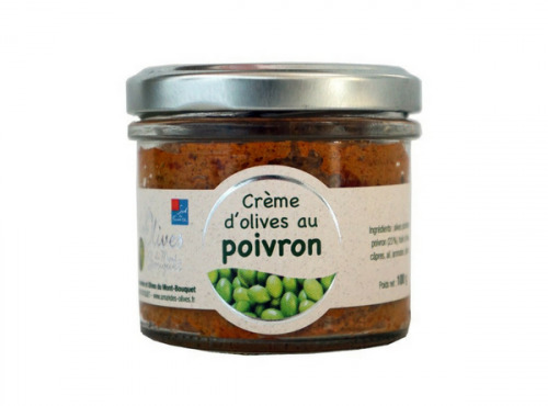 Les amandes et olives du Mont Bouquet - Crème d'olives aux poivrons 100 g