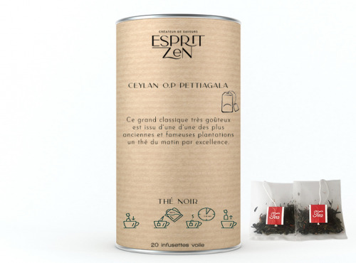 Esprit Zen - Thé Noir "Ceylan O.P Pettiagalla" - nature - Boite de 20 Infusettes