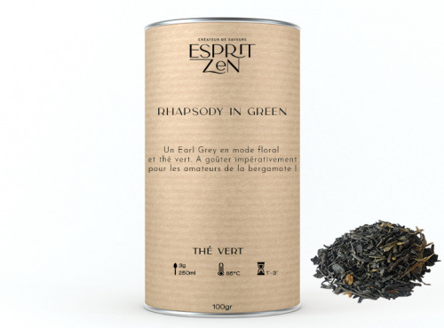 Esprit Zen - Thé Vert "Rhapsody in green" - bergamote - Boite 100g