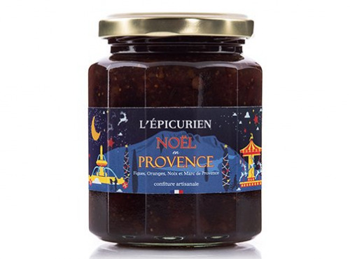 L'Epicurien - Confiture Noël en Provence - Figues, Orange, Noix et Marc de Raisin - 320g