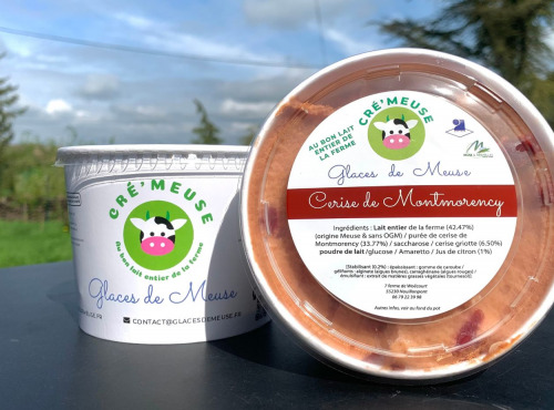 Glaces de Meuse - Lot de 2 pots (+1OFFERT) Crème Glacée Cerise de Montmorency 360g
