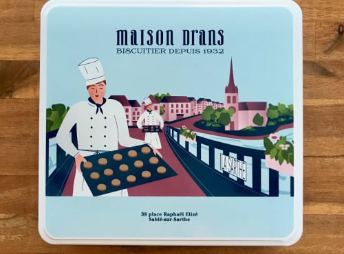 Biscuiterie Maison Drans - Boîte Fer Garnie De Sablés Au Beurre Aop 1000g - Bleu Ciel