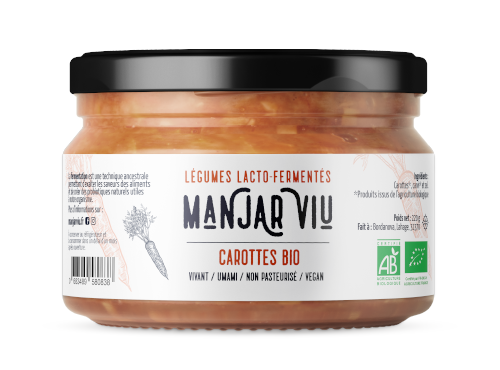 Manjar Viu : Légumes lacto fermentés - Carottes au carvi - Bio - lacto-fermentées - 220 g