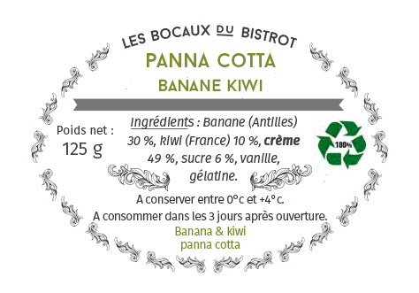 Les Bocaux du Bistrot - (Lot de 2) Panna cotta banane, kiwi