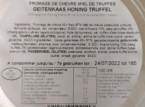 Beurre Plaquette - Selection Chèvre frais  du Pont de Pierre au coeur de  Miel et Truffe (Sucré)