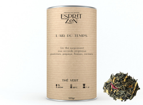 Esprit Zen - Thé Vert "L'Air du Temps" -  papaye - fraise - cerise - Boite 100g
