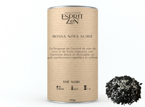 Esprit Zen - Thé Noir "Bossa Nova Suave" - fruits de la passion - coco - Boite 100g