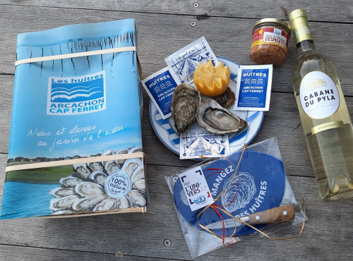 Les Huîtres du Grand Sud - Bourriche 50 huitres n3 Arcachon - Cap Ferret (vin blanc + pâté + accessoires)