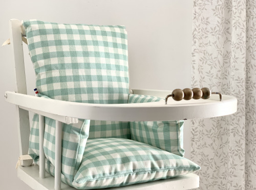 Coussin chaise haute bébé confort coton Oeko-Tex VICHY - Fabriqué