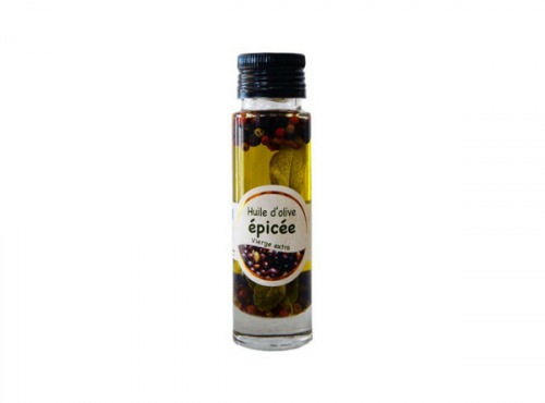 Les amandes et olives du Mont Bouquet - Huile d'olive Picholine aux épices 10 cl