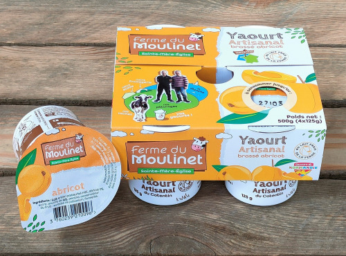 Ferme du Moulinet - 24 yaourts au lait frais entier de la ferme*125g - brassés aux abricots (9%)