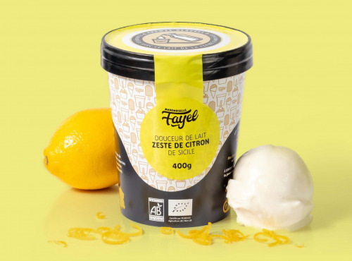 Mademoiselle Fayel - Crème Glacée Douceur de lait zeste de citron de sicile   - 100% Bio 500ml