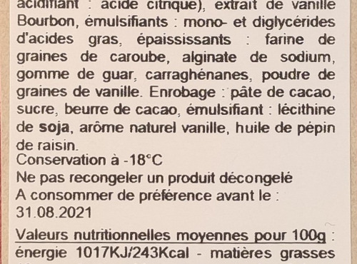 La Fraiseraie - Bâtonnet Vanille Enrobage Chocolat Noir
