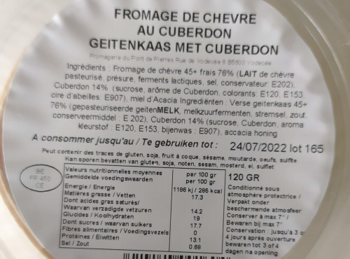 Beurre Plaquette - Selection Chèvre frais  du Pont de Pierre au bonbon CUBERDON (Sucré)