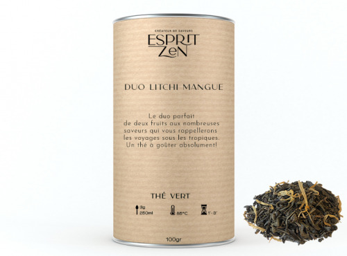 Esprit Zen - Thé Vert "Duo Litchi Mangue" - litchi - mangue - Boite 100g