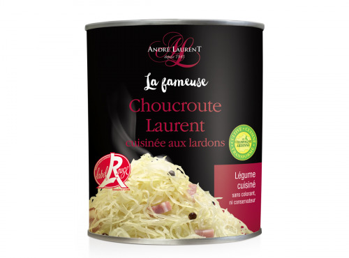 Choucroute André Laurent - La Fameuse Choucroute Laurent Cuisinée Aux Lardons - Lot De 12 Boites De 400g