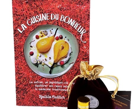 Le safran - l'or rouge des Ardennes - Pack Livre "La cuisine du bonheur" et Safran sec en filaments :0.25gr