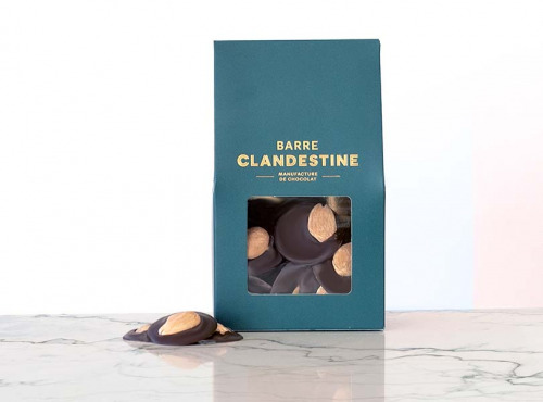 Barre Clandestine - Palets de chocolat bean to bar - Chocolat, amandes grillées et sel rose - 130g