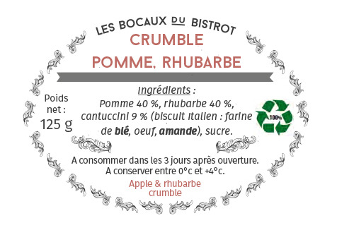 Les Bocaux du Bistrot - (Lot de 2) Le crumble et sa compotée : pomme, rhubarbe