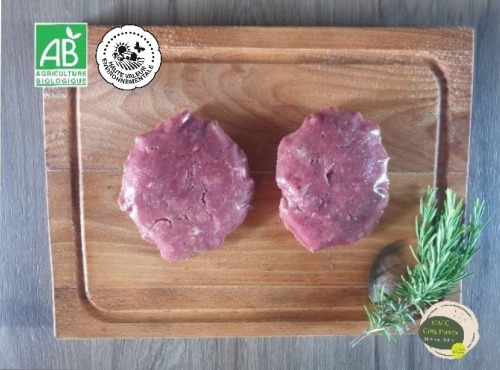 Ferme GAEC Côte Pardin - [SURGELÉ] Beef haché de Bœuf BIO Race Aubrac : préparation pour burgers - 8 pièces